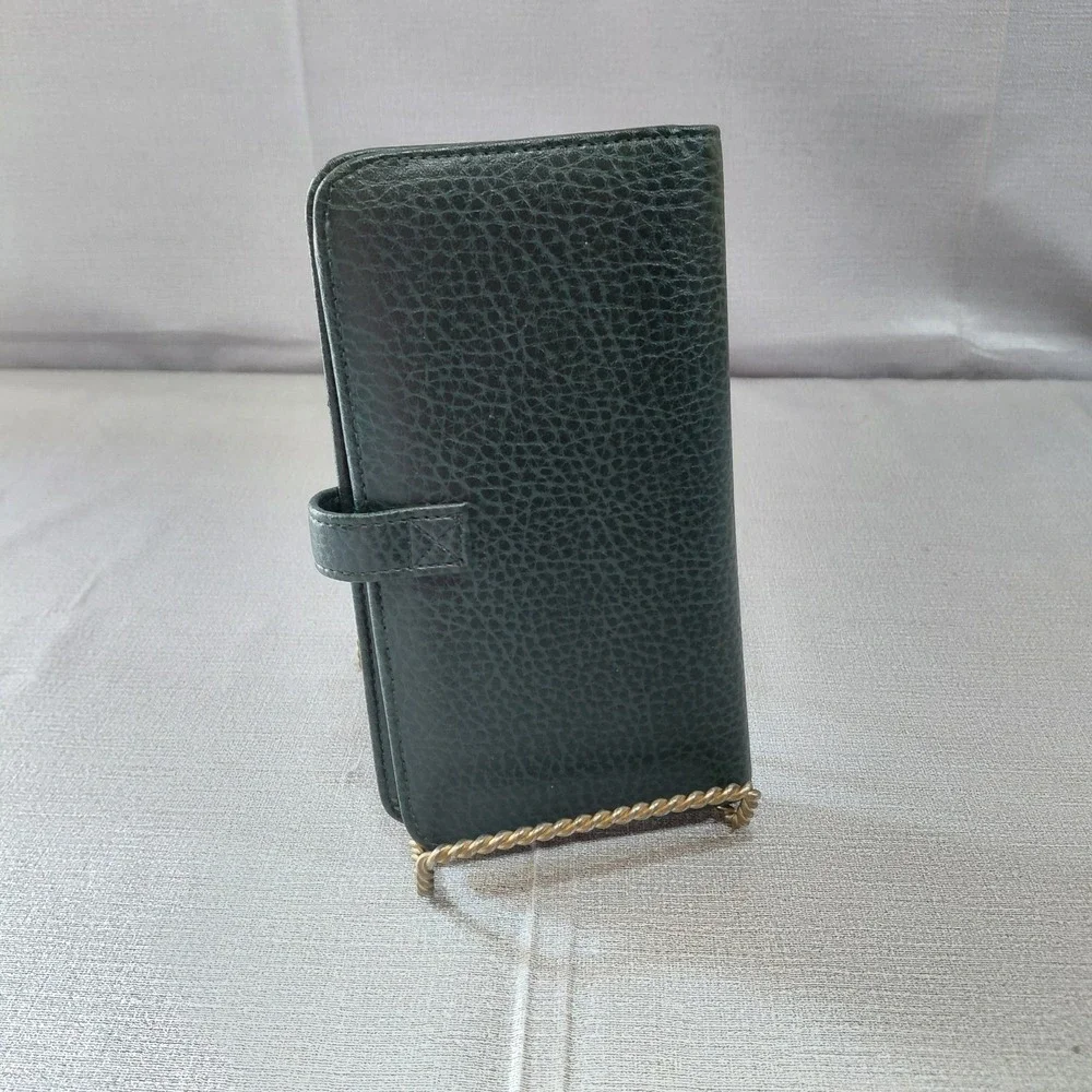 Vtg Tan Sac Vegan Pebbled Leather Address & Notebook Holder Green Organizer
